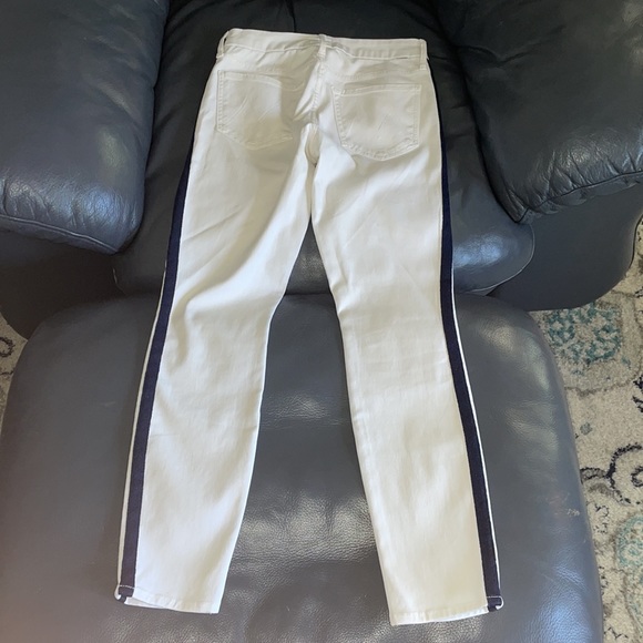 MOTHER JEANS white with navy tuxedo stripes THE LOOKER Ankle sz 26 EUC - Picture 9 of 9